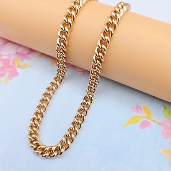 "Heavy Rose Gold Cuban Chain Necklace for Men & Women, 19.7 Inch, XPNL0083 - Picture 5 of 12